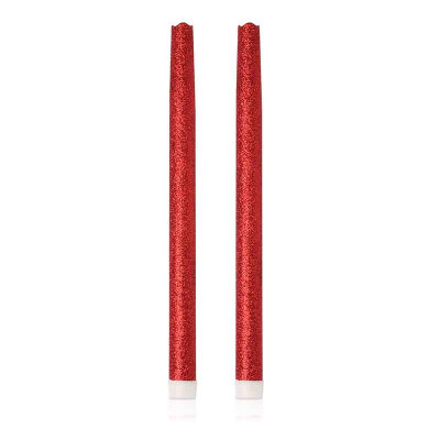 

12 Inches Melted Led Taper Candles with TimerBattery OperatedPack of 2