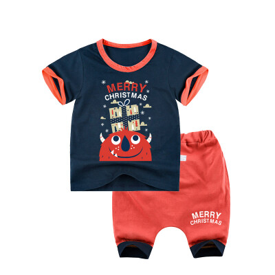 

Yue Tong Lai children's suit summer boy short-sleeved T-shirt harem pants summer suit Y1916 Christmas monster 130