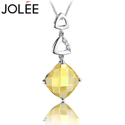 

Yu Lan JOLEE Necklace S925 Silver Natural Crystal Pendant Dress Accessories Simple Fashion Gaseous Style Cloak Necklace Send Girlfriend Wife Gift Yellow