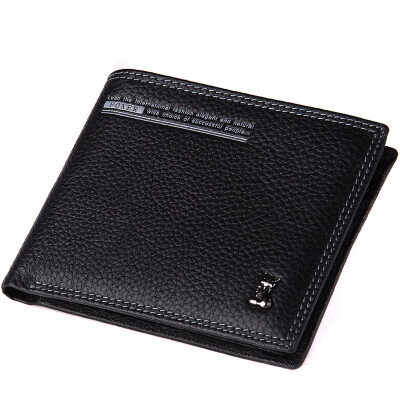 

Gold fox (FOXER) men's wallet men's first layer of leather short wallet multi-function banknotes folder 305007F3A black