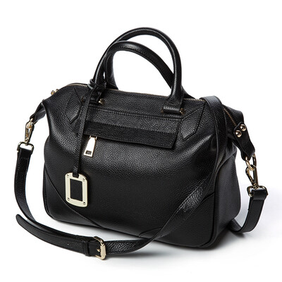 

Viney Fashion Leather Shoulder Bags Europe&the United States Boston Messenger Portable Pillow Bag Black