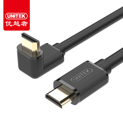 

UNITEK Y-C1008 HDMI high-definition line version 14 90 degrees elbow interface big side inward 2 meters support 4K HD 3D TV set-top box data cable black