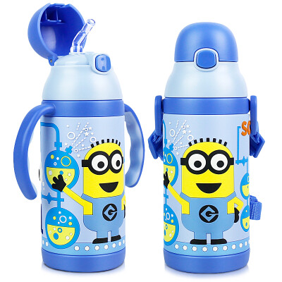 

【Jingdong Supermarket】 Little Yellow Person Insulation Cup Child Suction Cup Male Female Student Stainless Steel Double Handle Kettle Set Wrap 400ML Yellow