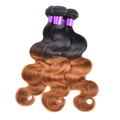 

2PCS Unprocessed Ombre Hair Extensions Malaysian Body Wave #1B/30 Ombre Malaysian Hair Weave Affordable 7A Ombre Human Hair