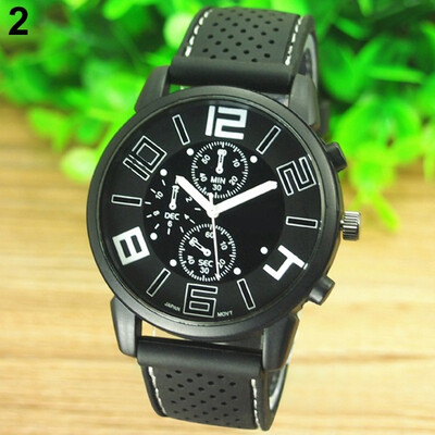 

2017 New Fashion Casual Quartz Analog Silicone Stainless Steel Dial Sports WristWatch Business watch