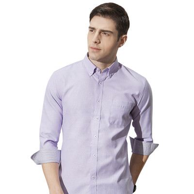 

Red Bean Hodo Men Men Dress Up Оксфорд Спиннинг воротник с длинным рукавом Рубашка фиолетовый 43