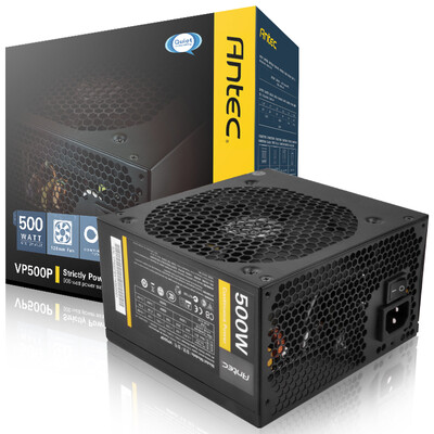 

Antec Номинальная мощность 500 Вт VP500P (активный PFC / 12CM Silent Fan / двухлетняя гарантия / Dual Forward / Desktop Power)