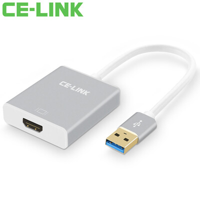 

CE-LINK 1920 USB to HDMI Converter 30 Interface External Graphics 1080P Computer USB Connection to HDTV Projection Support win10 Aluminum Alloy 15cm Silver