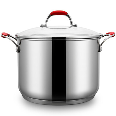 

Jingdong Supermarket Platinum Dili Bodeux red sleeves soup pot 24cm red anti-hot silicone handle 304 stainless steel pot stew pot with hot uniform stove common