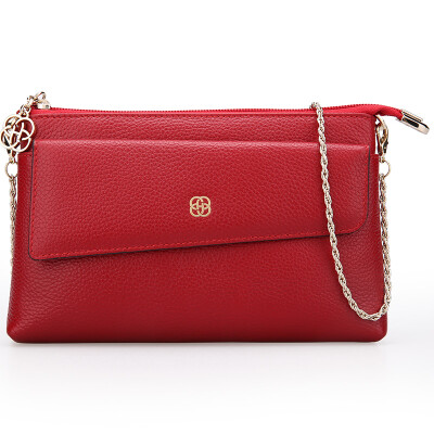 

Red Valley HONGU Women&39s Handbag Korean version of the first layer of leather wallet wild chain package H40102921 Crimson