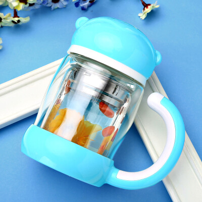 

【Jingdong Supermarket】 Ming Suntech Filter Flower Tea Cup Creative Cute Monkey Water Cup With Glass Towel Portable Tea Cup With Cover Cup DC316 Blue