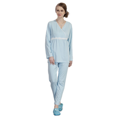 

Pui Kiss Mimi Yibi Pregnant Women V-Neck Lace Pajamas Home Service Sugar Set B7071 Blue 175 ( Code