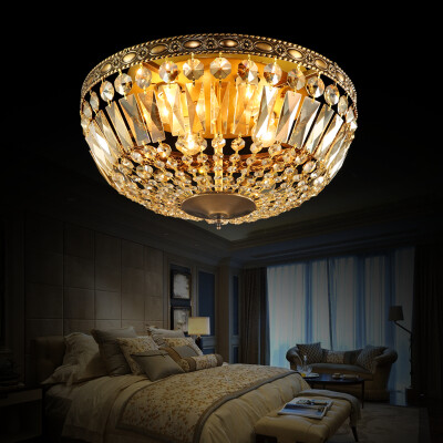 

Full copper bedroom living room crystal ceiling lamp