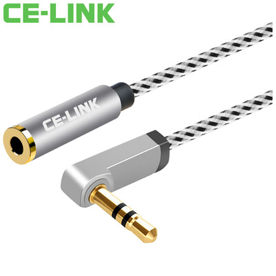

CE-LINK 2540 3,5 мм стерео аудио удлинитель локоть 2 м автомобиль AUX кабель удлинитель для наушников PP пряжа применяется к мобильному телефону плоское серое серое