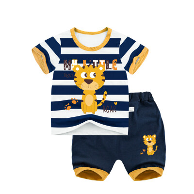 

Yue Tong Lai children's suit summer boy short-sleeved T-shirt harem pants summer suit Y1933 striped tiger 160