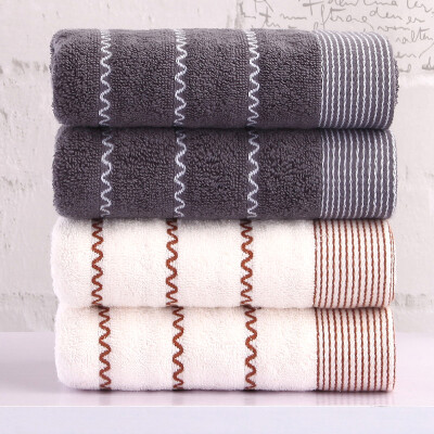 

Xin brand towel home wave wave wool craft cotton towel 2 pieces beige gray