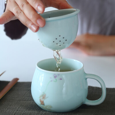 

Changnan cup with a cup of ceramic cups to filter tea cups Jingdezhen office cups