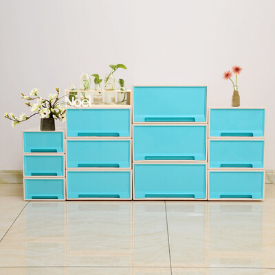 

Baicaoyuan plastic storage box storage box drawer storage cabinet locker wardrobe storage box 20L 1 pack of peacock blue