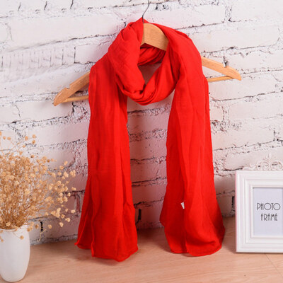 

Bai Shangyi special lady casual long scarf spring summer autumn&winter seasons universal cotton linen shawl red