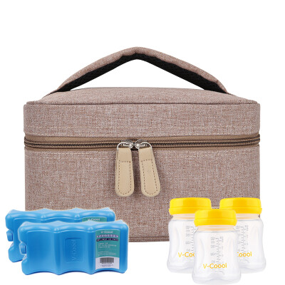 

V-Coool mini portable breast milk fresh package back milk pack ice packs package package Man Sha Huang including dry blue ice 2 wide caliber pp storage bottle 3