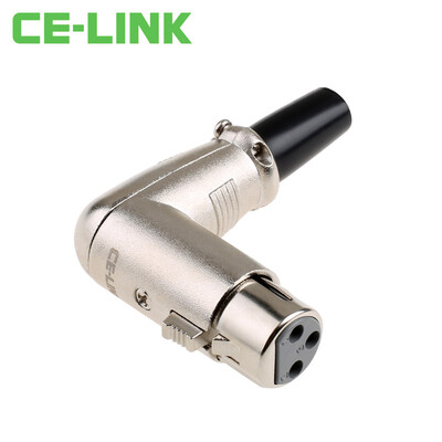 

CE-LINK 2716 three core XLR female elbow elbow card Canon connector microphone microphone audio head XLR head silver