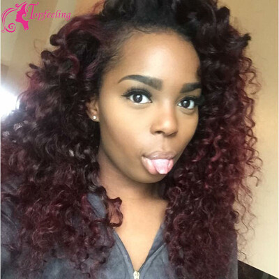 

Brazilian Curly Wigs Human Hair Ombre Lace Front Wig Glueless Brazilian Curly Virgin Hair Lace Wig With Baby Hair