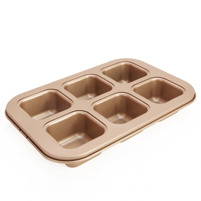 

【Jingdong Supermarket】 CHEFMADE Bread Mold Square 6 Cream Non-stick Mini Bread Bread Hamburger Cake Dessert Multifunctional Baking Mold Gold WK9150