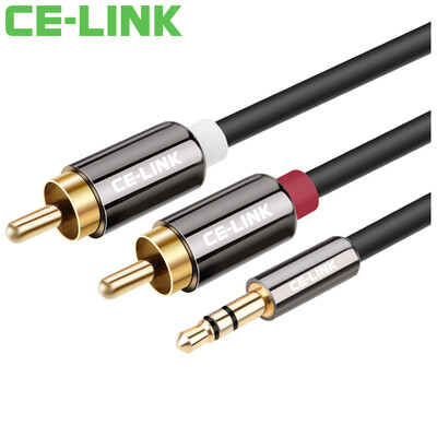 

CE-LINK 35 audio to 2RCA adapter cable 05 m DC35 turn double lotus conversion line one two audio cable computer phone speaker cable zinc alloy version 3233