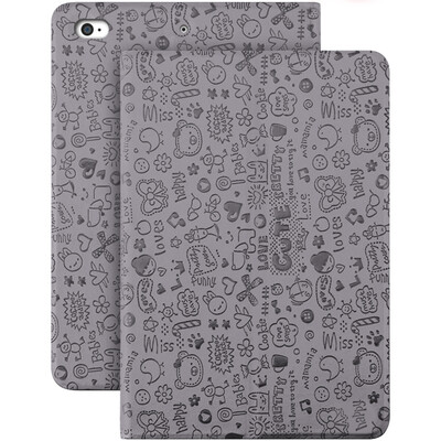 

BIAZE Apple iPad Air2 air1 Case iPad5 6 Tablet PC Case Anti-Wrestling All-Envelope Smart Sleeping Leather Case Little Witch Series PB06-Gray