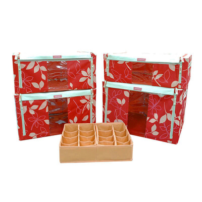 

Locks Locks Window-type Leaf Storage Box Organizer Foldable Oxford Cloth Large Clothes Storage Box Five-piece LLB145RLF005 Red