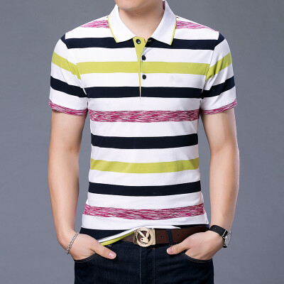 

Perth Dillon BOSIDILONG POLO shirt men's fashion wild short-sleeved striped lapel t-shirt 17001BS1716 yellow