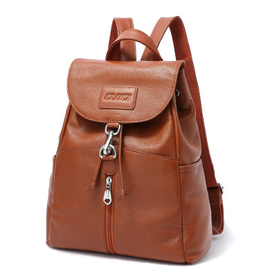 

Ke Lu Chi (CLUCI) first layer of leather shoulder bag female Korean version of the trend of ladies bag retro school wind handbags travel backpack C60051 brown