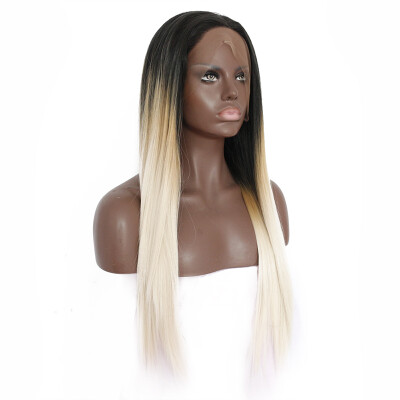 

Anogol Handmade Lace Front Wigs Peruca Laco Sintetico Blonde Ombre Black Long Straigh Synthetic Heat Resistant Wig For African