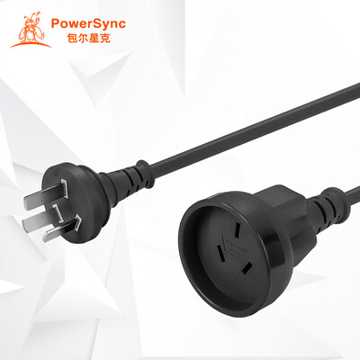 

PowerSync MPCTKH0015 home user foreign standard 3 plug male to female battery car printer rice cooker electric kettle power extension cord black 15 meters