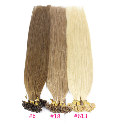 

100% Brazilian Remy Fusion Hair Extensions Capsules Nail Tip Hair Silky Straight Keratin Fusion U Tip Hair Extensions100s/lot