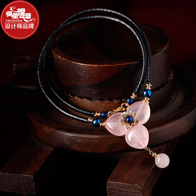 

Phoenix Nirvana retro short fashion pink crystal pendant ladies wild national wind clavicle necklace
