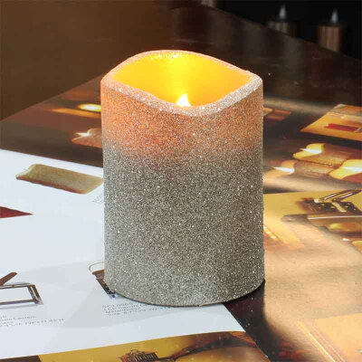 

DFL Flickering Flameless Real Wax Electronic Led Pillar Candles with Timer Glitter Powder for Christmas (Gold, 3x4 Inches)