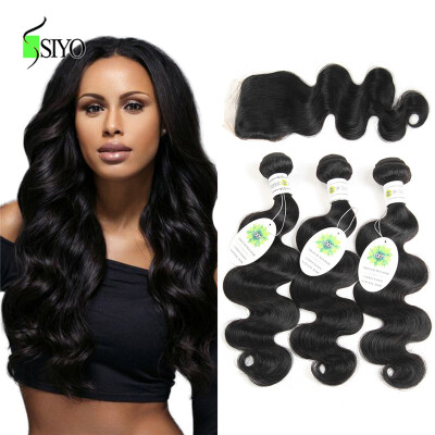 

Peruvian Virgin Hair With Closure 7A Unprocessed Lace Closure With Bundles Human Hair Weave Peruvian Body Wave With Closure