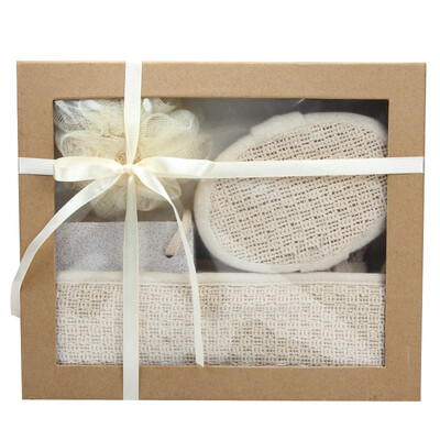 

JJ-YS211 bath ball pull back pumice sponge block bath suite bathroom supplies four-piece