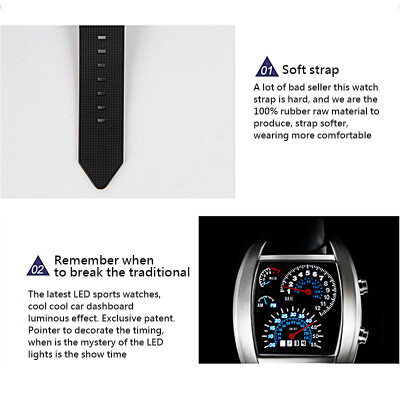 

2017 Mens Quartz Watch Sports Speedometer Style LED Digital Rubber Wrist Watch