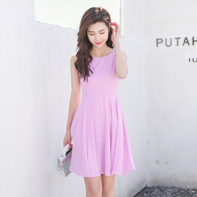 

NANJIREN Women Chiffon Summer Sleeveless Slim Dress