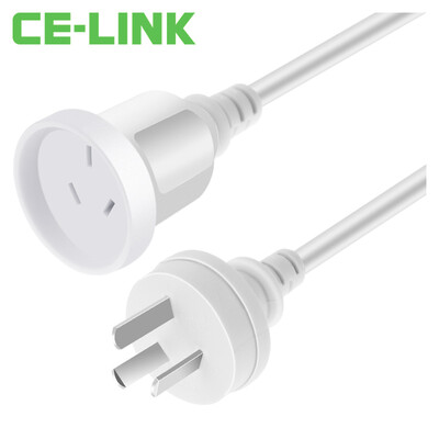 

CE-LINK 2670 3 plug 10A power extension cord 05 m GB 3x15 square full copper wire core high power three plug male switch female air conditioning plug cable straight white
