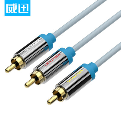 

Weining VENTION HD interface line audio&video cable 3RCA red&white yellow lotus on the lotus flower line ice blue 2 meters VAB-R04-S200