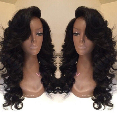 

Fashion indian remy human hair body wave full lace wigs 130% density with baby hair