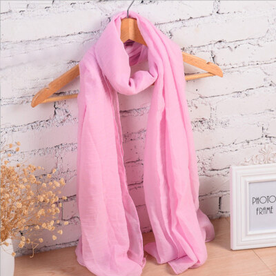 

Bai Shangyi special lady casual long scarf spring summer autumn&winter seasons universal cotton&linen shawl pink