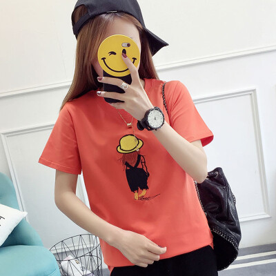 

VIVAHEART Korean T-shirt embroidery pattern short-sleeved T-shirt female VWTD174233 orange