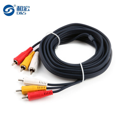 

And macro (D & ) DS2146 audio cable three pairs of three 3.5mm turn Shuanglian head 3.5 to 3RCA public on the public cable computer speakers speaker cable HD interface line 3 meters black