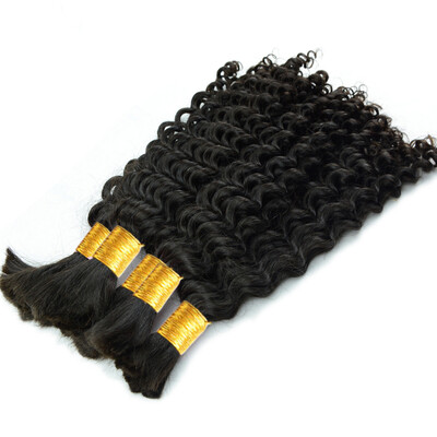 

Iueenly Hair Products Peruvian Remy Bulk Hair Deep Wave 100% Real Human Hair 3 Bundles 8-26 inch No Tangle Natural Black Color