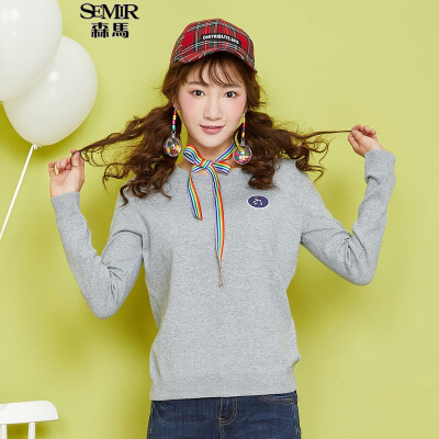 

Semir Somerset Knitwear Women&39s Round Collar Straight Head Sweater Straight Sweater Shirt 14316070013 Flower Gray