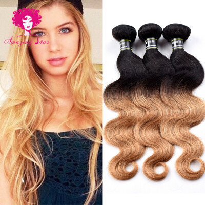 

Amazing Star Peruvian Body Wave 3 Bundles Peruvian Virgin Hair Body Wave 100% Human Hair Extensions Body Wave Hair Bundles T1B/27